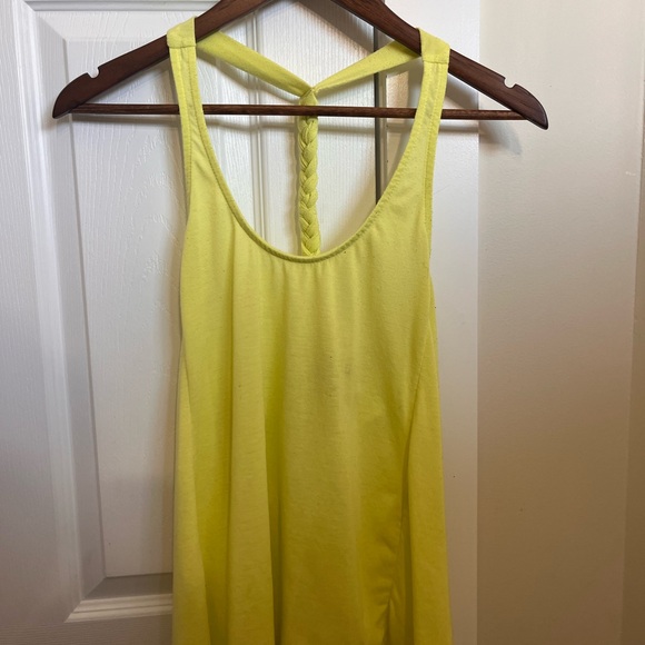 Neon Yellow Racerback Athletic Shirt with Braid Detailing, Size Small - Picture 4 of 4